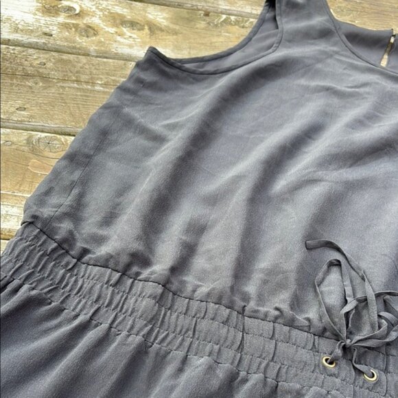 JCrew Black Sleeveless silk Dress with Drawstring Waist size XL - Picture 2 of 5